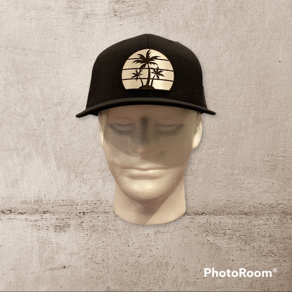 Palm Tree Curved Trucker Hat (Black)